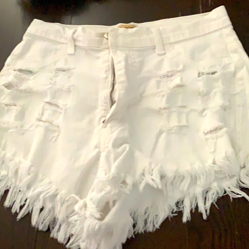 White Jean shorts